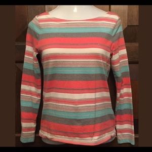 Talbots Striped Metallic Flecks Long Sleeve Shirt